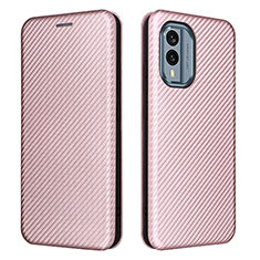 Coque Portefeuille Livre Cuir Etui Clapet L02Z pour Nokia X30 5G Or Rose