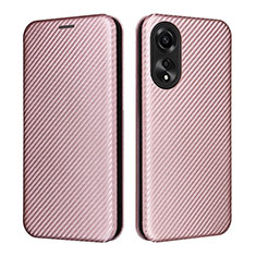 Coque Portefeuille Livre Cuir Etui Clapet L02Z pour Oppo A78 4G Or Rose