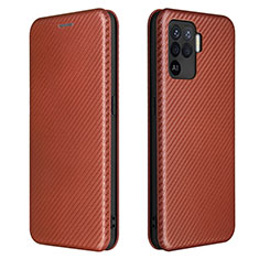 Coque Portefeuille Livre Cuir Etui Clapet L02Z pour Oppo F19 Pro Marron