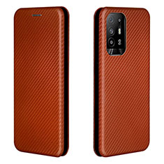 Coque Portefeuille Livre Cuir Etui Clapet L02Z pour Oppo F19 Pro+ Plus 5G Marron