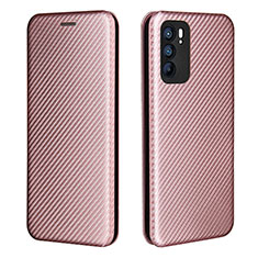 Coque Portefeuille Livre Cuir Etui Clapet L02Z pour Oppo Reno6 5G Or Rose