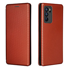 Coque Portefeuille Livre Cuir Etui Clapet L02Z pour Oppo Reno6 Pro 5G India Marron