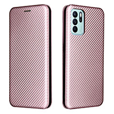 Coque Portefeuille Livre Cuir Etui Clapet L02Z pour Oppo Reno6 Z 5G Or Rose