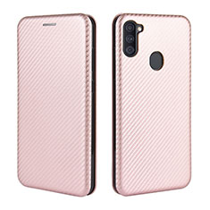 Coque Portefeuille Livre Cuir Etui Clapet L02Z pour Samsung Galaxy A11 Or Rose