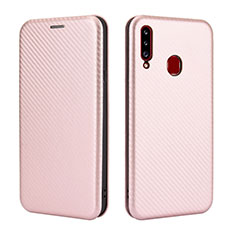 Coque Portefeuille Livre Cuir Etui Clapet L02Z pour Samsung Galaxy A20s Or Rose