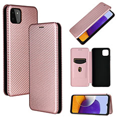 Coque Portefeuille Livre Cuir Etui Clapet L02Z pour Samsung Galaxy A22s 5G Or Rose