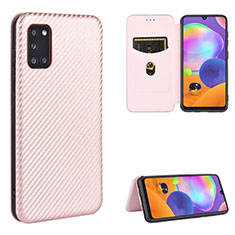 Coque Portefeuille Livre Cuir Etui Clapet L02Z pour Samsung Galaxy A31 Or Rose