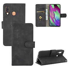 Coque Portefeuille Livre Cuir Etui Clapet L02Z pour Samsung Galaxy A40 Noir