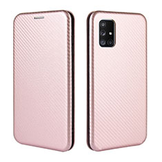 Coque Portefeuille Livre Cuir Etui Clapet L02Z pour Samsung Galaxy A71 4G A715 Or Rose