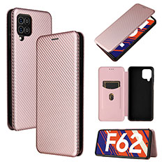 Coque Portefeuille Livre Cuir Etui Clapet L02Z pour Samsung Galaxy F62 5G Or Rose