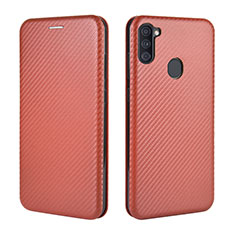 Coque Portefeuille Livre Cuir Etui Clapet L02Z pour Samsung Galaxy M11 Marron