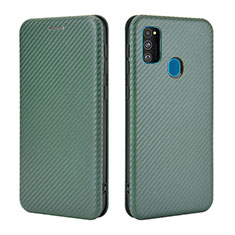 Coque Portefeuille Livre Cuir Etui Clapet L02Z pour Samsung Galaxy M21 Vert