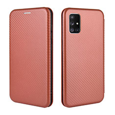 Coque Portefeuille Livre Cuir Etui Clapet L02Z pour Samsung Galaxy M51 Marron