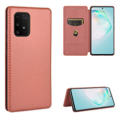 Coque Portefeuille Livre Cuir Etui Clapet L02Z pour Samsung Galaxy S10 Lite Marron