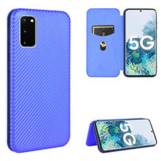 Coque Portefeuille Livre Cuir Etui Clapet L02Z pour Samsung Galaxy S20 FE 5G Bleu