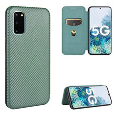 Coque Portefeuille Livre Cuir Etui Clapet L02Z pour Samsung Galaxy S20 FE 5G Vert