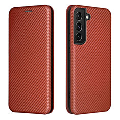 Coque Portefeuille Livre Cuir Etui Clapet L02Z pour Samsung Galaxy S21 FE 5G Marron