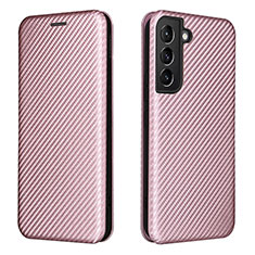 Coque Portefeuille Livre Cuir Etui Clapet L02Z pour Samsung Galaxy S21 FE 5G Or Rose