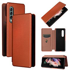 Coque Portefeuille Livre Cuir Etui Clapet L02Z pour Samsung Galaxy Z Fold3 5G Marron