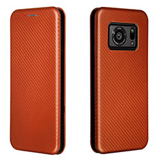 Coque Portefeuille Livre Cuir Etui Clapet L02Z pour Sharp Aquos R6 Marron