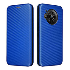 Coque Portefeuille Livre Cuir Etui Clapet L02Z pour Sharp Aquos R7 Bleu