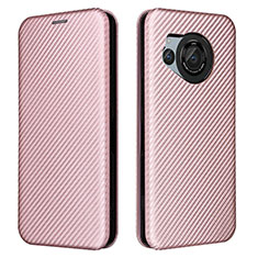 Coque Portefeuille Livre Cuir Etui Clapet L02Z pour Sharp Aquos R8 Or Rose