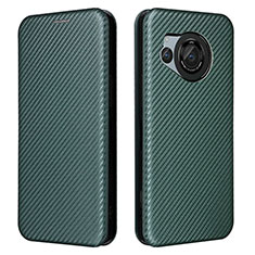 Coque Portefeuille Livre Cuir Etui Clapet L02Z pour Sharp Aquos R8 Vert