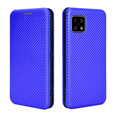 Coque Portefeuille Livre Cuir Etui Clapet L02Z pour Sharp Aquos Sense4 Basic Bleu