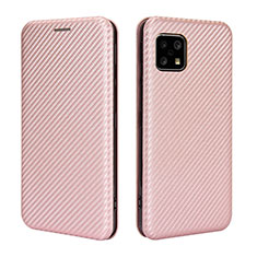 Coque Portefeuille Livre Cuir Etui Clapet L02Z pour Sharp Aquos Sense5G Or Rose