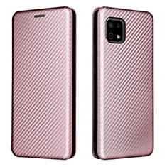 Coque Portefeuille Livre Cuir Etui Clapet L02Z pour Sharp Aquos Sense6 Or Rose