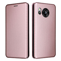 Coque Portefeuille Livre Cuir Etui Clapet L02Z pour Sharp Aquos Sense7 Or Rose