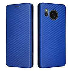 Coque Portefeuille Livre Cuir Etui Clapet L02Z pour Sharp Aquos Sense8 Bleu