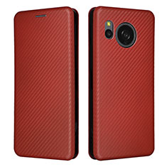 Coque Portefeuille Livre Cuir Etui Clapet L02Z pour Sharp Aquos Sense8 Marron