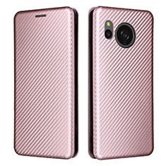 Coque Portefeuille Livre Cuir Etui Clapet L02Z pour Sharp Aquos Sense8 Or Rose