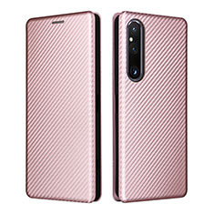 Coque Portefeuille Livre Cuir Etui Clapet L02Z pour Sony Xperia 1 V Or Rose