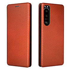 Coque Portefeuille Livre Cuir Etui Clapet L02Z pour Sony Xperia 5 III Marron