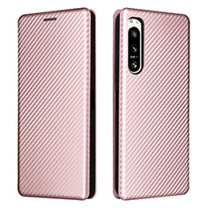 Coque Portefeuille Livre Cuir Etui Clapet L02Z pour Sony Xperia 5 IV Or Rose