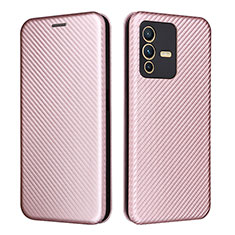 Coque Portefeuille Livre Cuir Etui Clapet L02Z pour Vivo V23 5G Or Rose