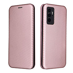 Coque Portefeuille Livre Cuir Etui Clapet L02Z pour Vivo V23e Or Rose