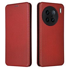 Coque Portefeuille Livre Cuir Etui Clapet L02Z pour Vivo X90 Pro+ Plus 5G Marron