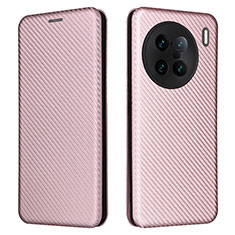 Coque Portefeuille Livre Cuir Etui Clapet L02Z pour Vivo X90 Pro+ Plus 5G Or Rose