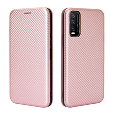 Coque Portefeuille Livre Cuir Etui Clapet L02Z pour Vivo Y20T Or Rose