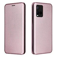 Coque Portefeuille Livre Cuir Etui Clapet L02Z pour Vivo Y21 Or Rose