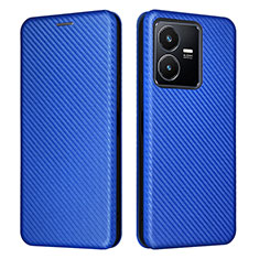 Coque Portefeuille Livre Cuir Etui Clapet L02Z pour Vivo Y22 Bleu