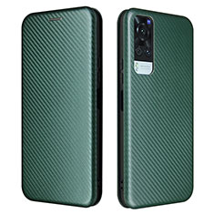 Coque Portefeuille Livre Cuir Etui Clapet L02Z pour Vivo Y31 (2021) Vert