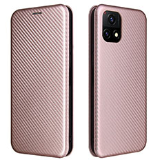 Coque Portefeuille Livre Cuir Etui Clapet L02Z pour Vivo Y52s 5G Or Rose