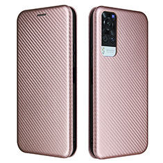 Coque Portefeuille Livre Cuir Etui Clapet L02Z pour Vivo Y53s 4G Or Rose