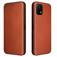 Coque Portefeuille Livre Cuir Etui Clapet L02Z pour Vivo Y72 India Marron