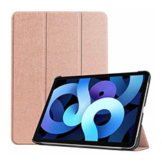 Coque Portefeuille Livre Cuir Etui Clapet L03 pour Apple iPad Air 5 10.9 (2022) Or Rose