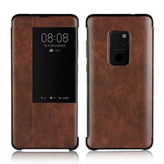 Coque Portefeuille Livre Cuir Etui Clapet L03 pour Huawei Mate 20 Marron